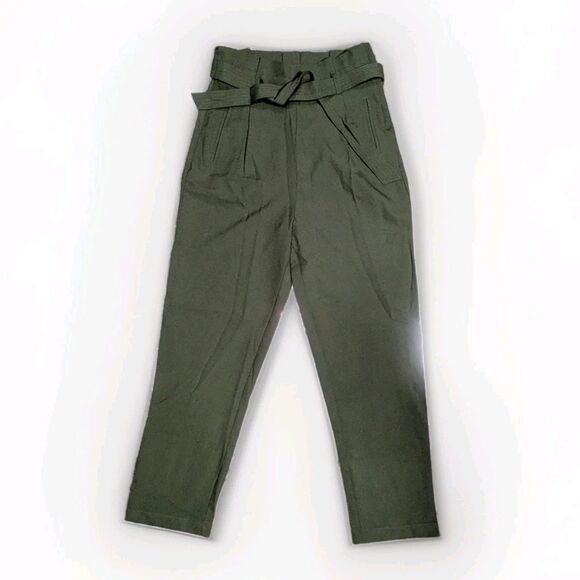 NWOT Brandy Blu Women’s Trousers High Waist Tapered Leg Olive Size M - Picture 4 of 13